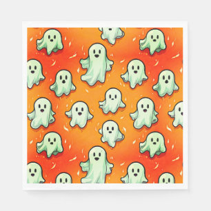 Schattigee Kawaii Style Ghosts in het Sinaasappel Servet