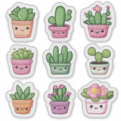 Schattigee Kawaii Succulent Green Potted Plant Sti Sticker (Voorkant)