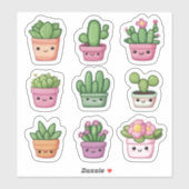 Schattigee Kawaii Succulent Green Potted Plant Sti Sticker (Vel)