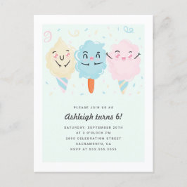 Schattigee Kawaii Sugar Snoep Kinderen Verjaardag Uitnodiging Briefkaart