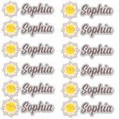 Schattigee Kawaii Sun gepersonaliseerde naam Sticker (Voorkant)