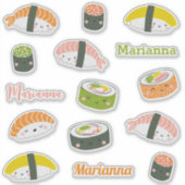 Schattigee Kawaii Sushi Custom-Cut Vinyl Sticker (Voorkant)