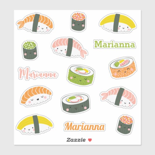 Schattigee Kawaii Sushi Custom-Cut Vinyl Sticker (Vel)