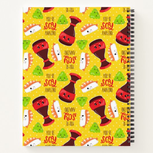 Schattigee Kawaii Sushi Food Puns Gepersonaliseerd Notitieboek (Achterkant)