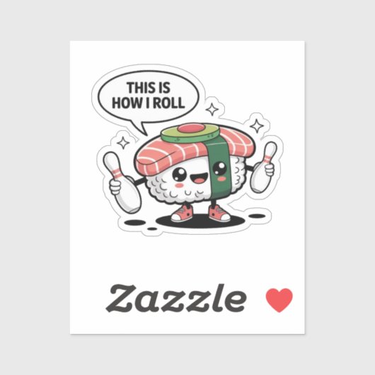 Schattigee Kawaii Sushi met bowlingpinnen Sticker (Vel)