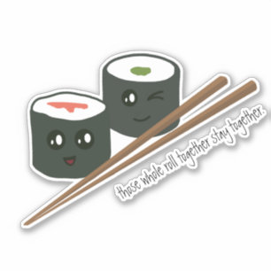 Schattigee Kawaii Sushi tekens Chopsticks Sticker