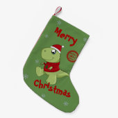 Schattigee Kawaii T-Rex - Kerstmis Kleine Kerstsok (Voorkant (Hangend))