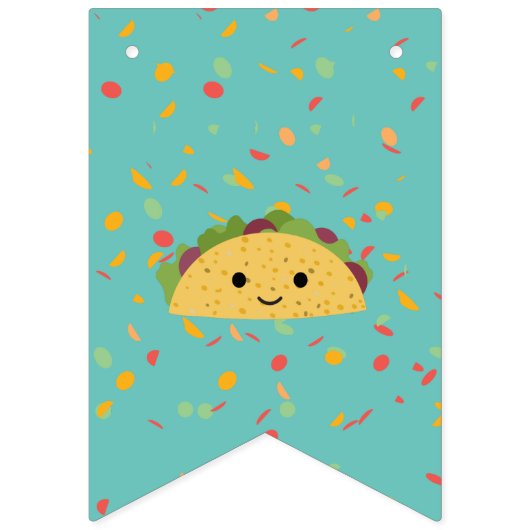 Schattigee Kawaii Taco Happy Birthday Vlaggetjes (Eerste vlag)