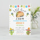 Schattigee Kawaii Taco 'Over een Feestfeest Fiesta Kaart (Staand voorkant)