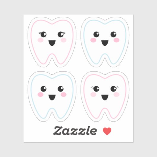 Schattigee kawaii tand sticker (Vel)
