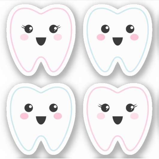 Schattigee kawaii tand sticker (Voorkant)