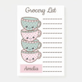 Schattigee Kawaii Teacups gepersonaliseerde boodsc Post-it® Notes (Voorkant)