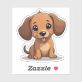 Schattigee Kawaii Teckel, Gelukkige Puppy, Klein Sticker (Vel)