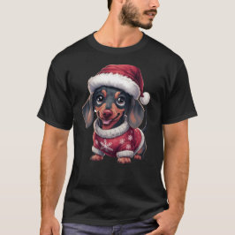 Schattigee Kawaii Teckel Hond in Santa Hat & Trui T-shirt