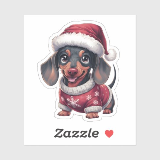 Schattigee Kawaii teckel hond met Santa Hat Sticker (Vel)