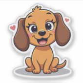 Schattigee kawaii teckel, vertederend gezicht, kle sticker (Voorkant)