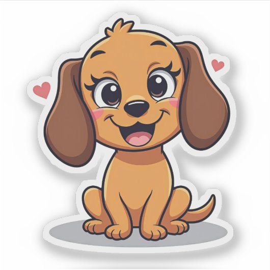 Schattigee kawaii teckel, vertederend gezicht, kle sticker (Voorkant)