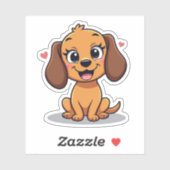Schattigee kawaii teckel, vertederend gezicht, kle sticker (Vel)