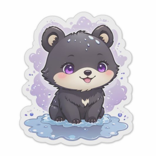 Schattigee Kawaii teddybeer Sticker (Voorkant)