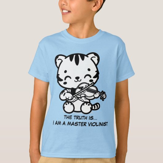 Schattigee Kawaii tijger viool spelen T-shirt (Voorkant)