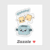 Schattigee Kawaii Toast en Toaster Sticker (Vel)