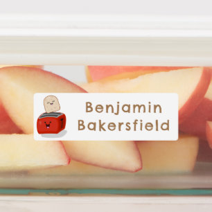 Schattigee kawaii toast rode broodrooster cartoon labels