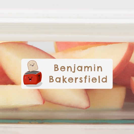 Schattigee kawaii toast rode broodrooster cartoon  labels (Aangebracht)