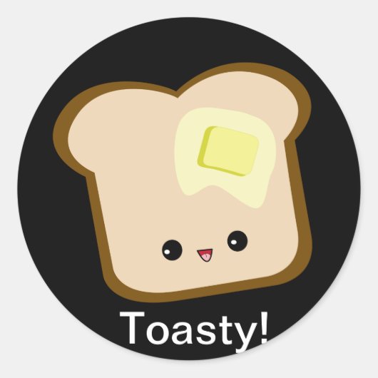Schattigee kawaii toasty toast en boter sticker (Voorkant)