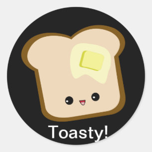 Schattigee kawaii toasty toast en boter sticker
