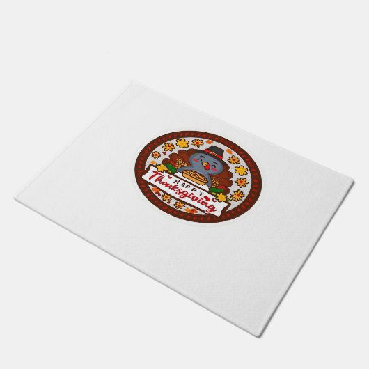 Schattigee Kawaii Turkije - Happy Thanksgiving Cla Deurmat (Schuin)