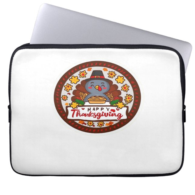 Schattigee Kawaii Turkije - Happy Thanksgiving Cla Laptop Sleeve (Voorkant)