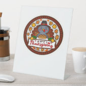 Schattigee Kawaii Turkije - Happy Thanksgiving Cla Reclamebord Met Voetstuk (Insitu)