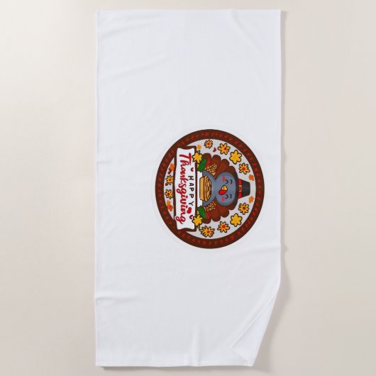 Schattigee Kawaii Turkije - Happy Thanksgiving Cla Strandlaken (Voorkant)