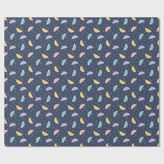 Schattigee Kawaii Umbrella Pattern Wrapping Paper Cadeaupapier (Vlak)