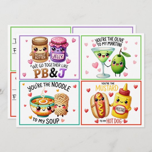 Schattigee Kawaii Valentijns Classroom Kaarten (Voorkant / Achterkant)