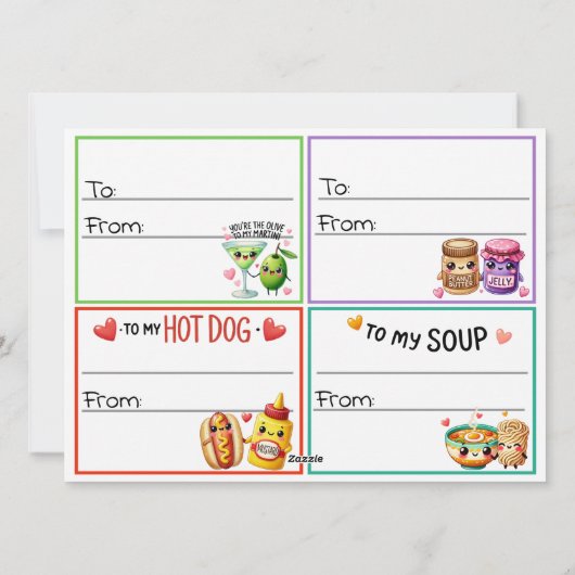 Schattigee Kawaii Valentijns Classroom Kaarten (Achterkant)