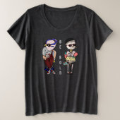 Schattigee Kawaii-vogels die kleding dragen, zijn  Grote Maat T-shirt (Design voorkant)