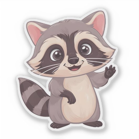 Schattigee Kawaii wasbeer Sticker - Schattige Fore (Voorkant)