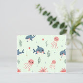 Schattigee Kawaii waterdieren Ocean Friends Briefkaart (Staand voorkant)