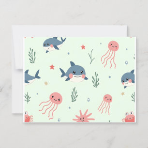 Schattigee Kawaii waterdieren Ocean Friends Briefkaart