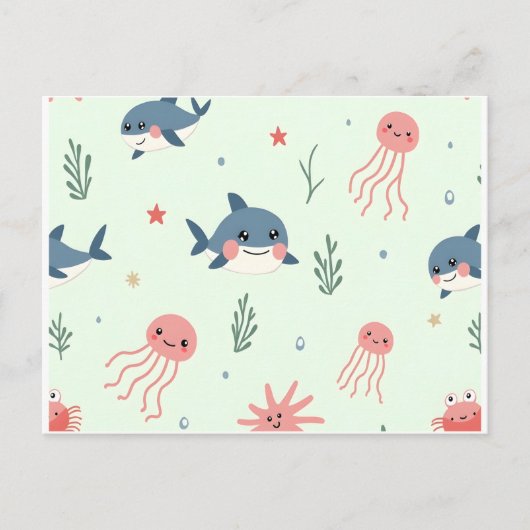 Schattigee Kawaii waterdieren Ocean Friends Briefkaart (Voorkant)