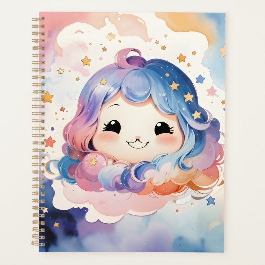 Schattigee Kawaii Waterverf Art Star Baby Girl Pla Planner (Voorkant)