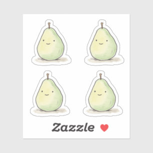 Schattigee kawaii Waterverf peer Sticker