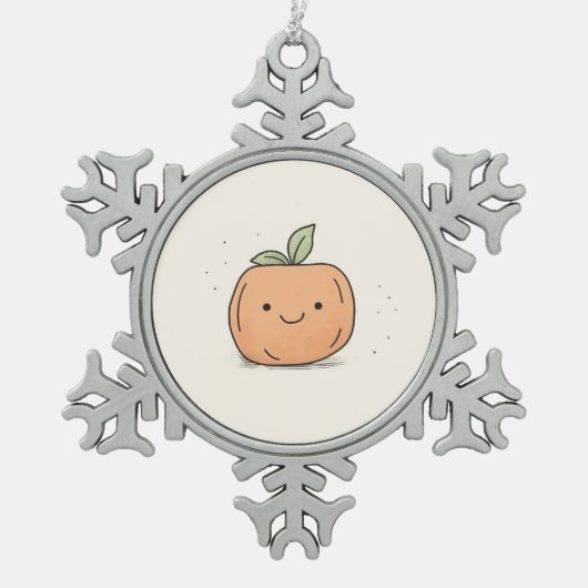 Schattigee Kawaii Waterverf pompoen Tin Sneeuwvlok Ornament (Voorkant)