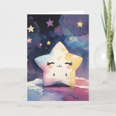 Schattigee Kawaii Waterverf Star Nursery Baby Kaart (Voorkant)