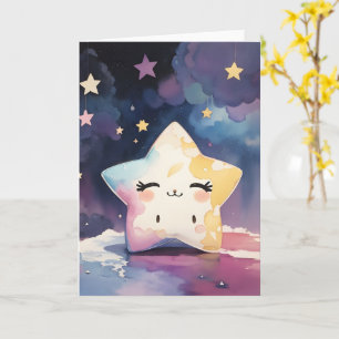 Schattigee Kawaii Waterverf Star Nursery Baby Kaart