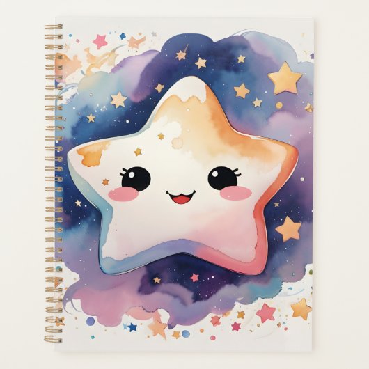 Schattigee Kawaii Waterverf Star Nursery Baby Planner (Voorkant)