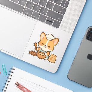 Schattigee Kawaii Welsh Corgi Dog Baking Kiss Cut Sticker