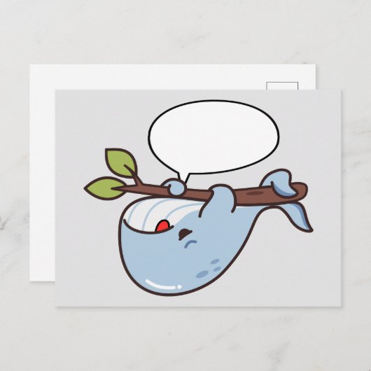 Schattigee Kawaii Whale Hanging On Branch Briefkaart (Voorkant / Achterkant)
