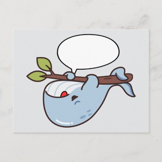 Schattigee Kawaii Whale Hanging On Branch Briefkaart (Voorkant)